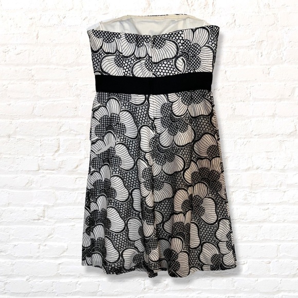 KAY Unger Black and White Embroidered Strapless Dress Size 6 - Picture 2 of 6